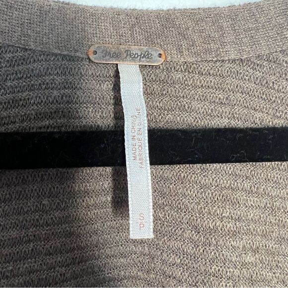 Free People Starman V Pullover Top Sweater Brown Size S Ribbed Wool blend - Picture 7 of 8